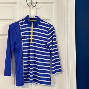 Women’s EP Pro Tour Tech Golf Cobalt Blue Striped Long Sleeve Top Size Small